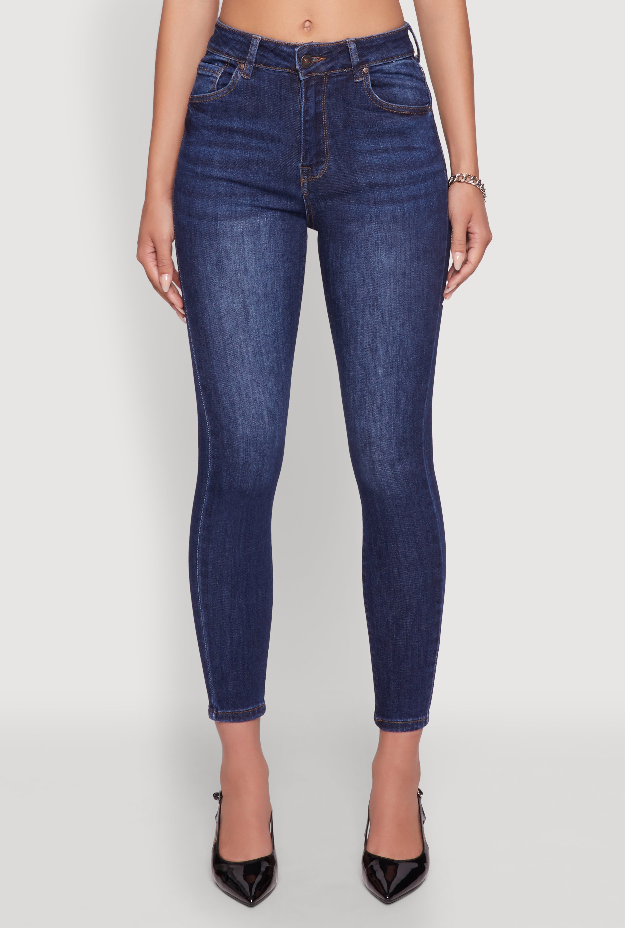 WAX High Rise Solid Cropped Skinny Jeans