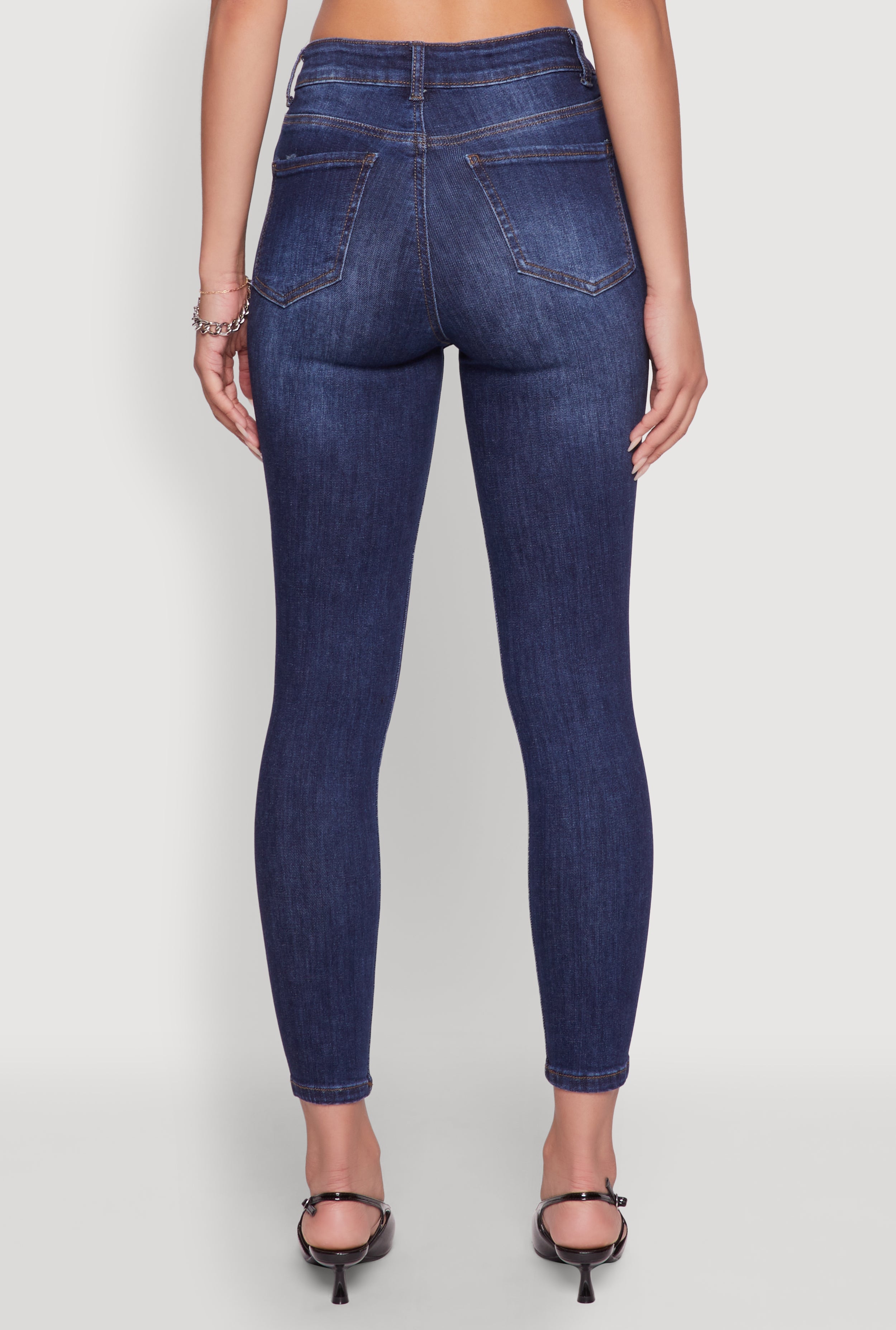 WAX High Rise Solid Cropped Skinny Jeans