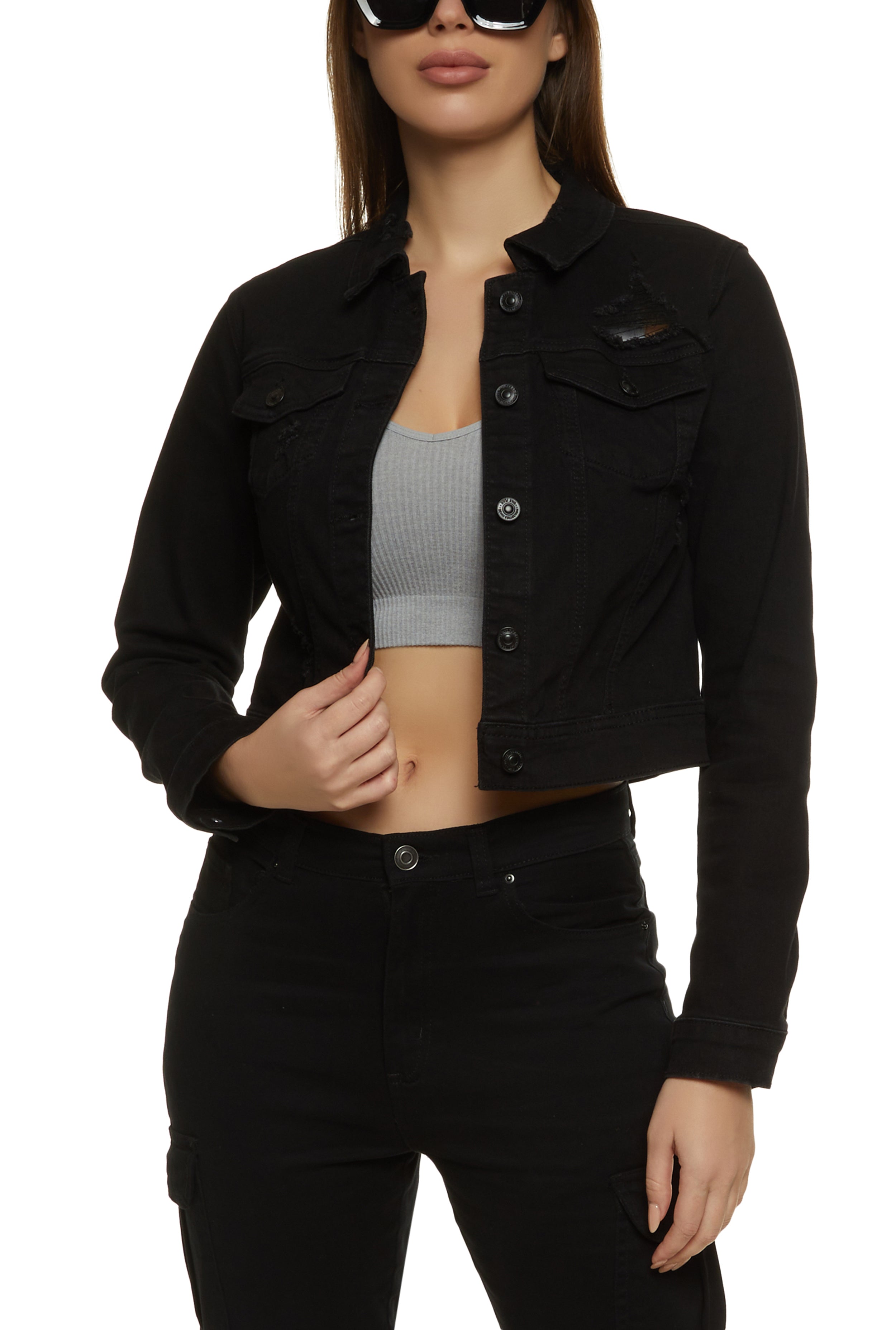 WAX Distressed Denim Jacket