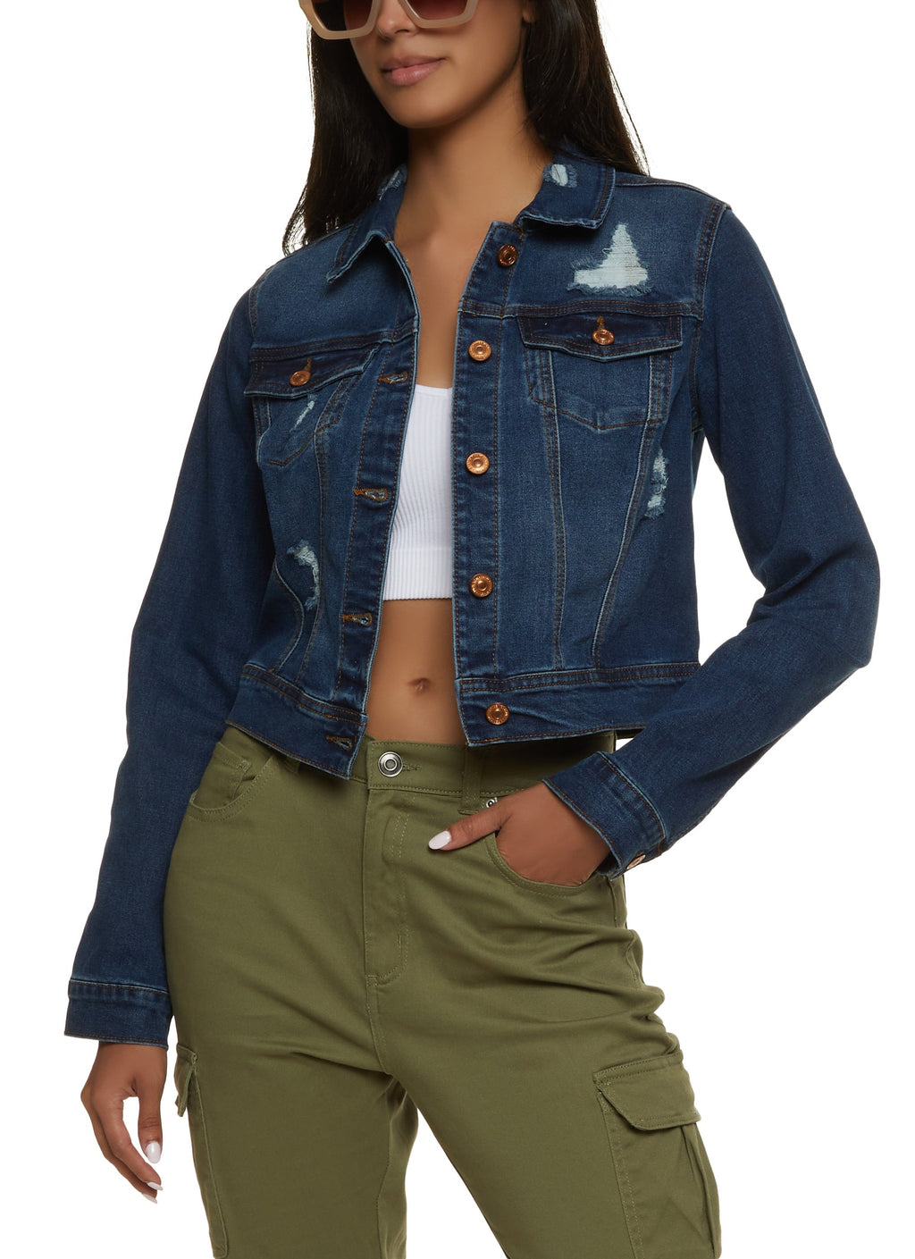 (24pcs Minimum Wholesale)WAX Distressed Denim Jacket