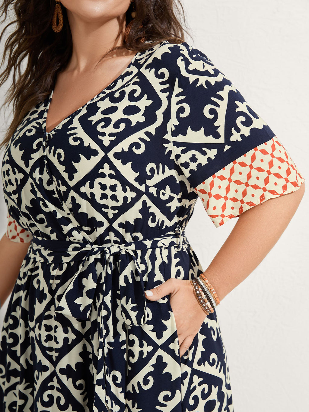 (20pcs Minimum Wholesale)Boho Print Side Tie Maxi Dress