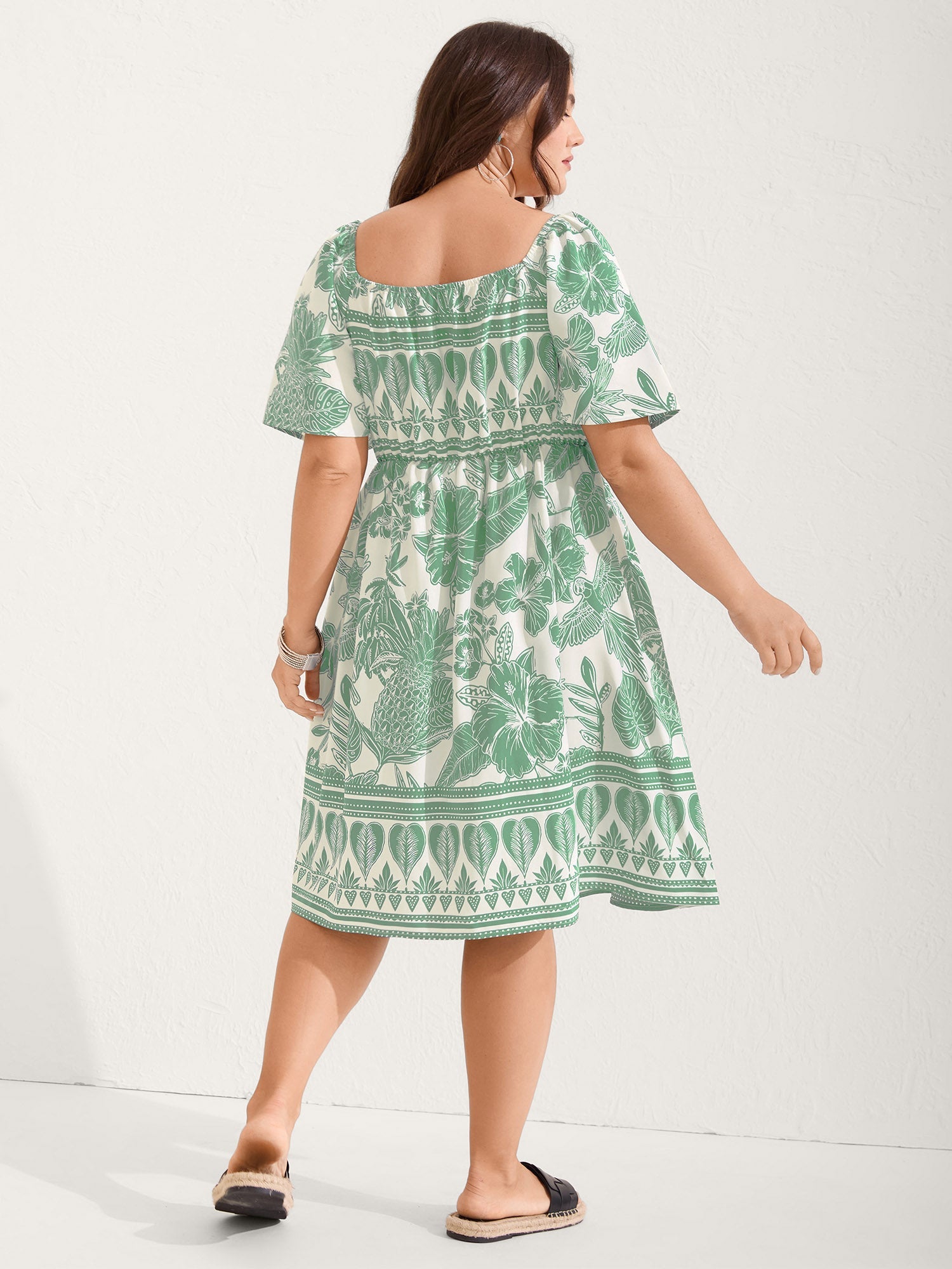 (16pcs Minimum Wholesale)Boho Print Fit Flare Pockets Mini Dress