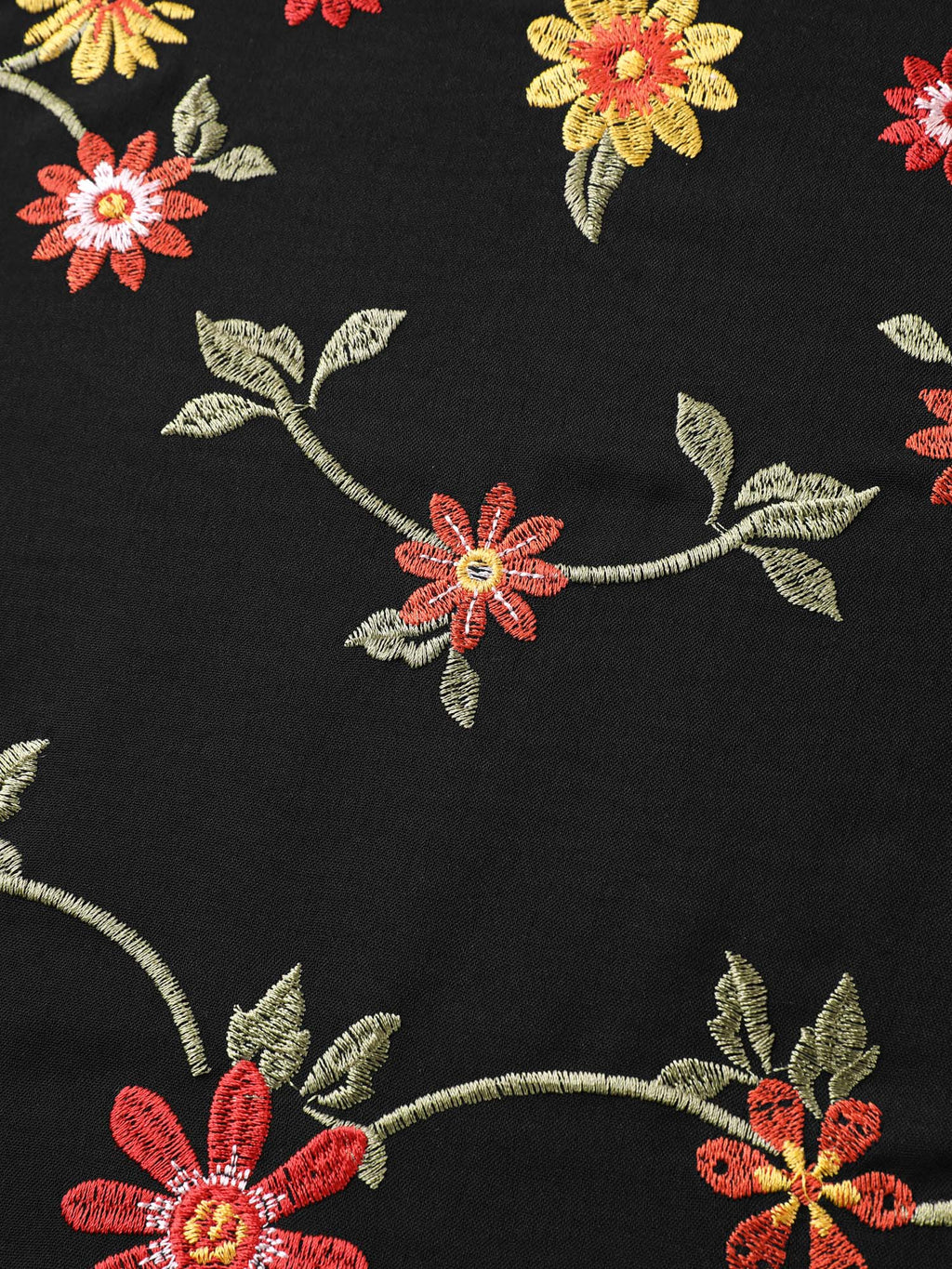 (26pcs Minimum Wholesale)Floral Embroidered Waist-Cinched Midi Dress