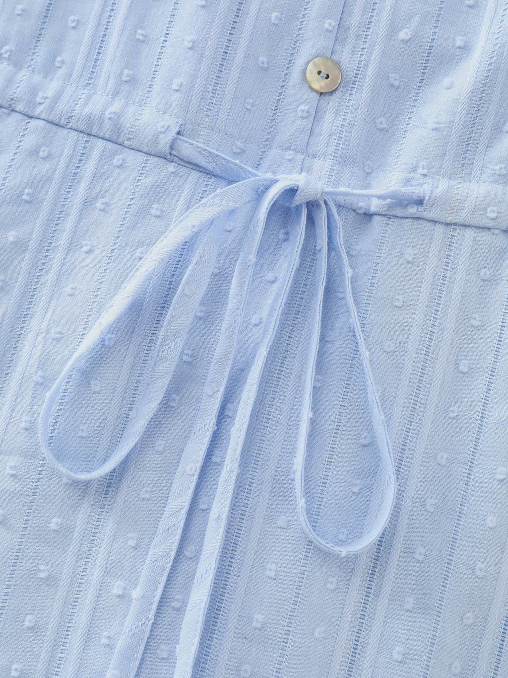 (20pcs Minimum Wholesale)Cotton Striped Waist-Drawstring Tiered Midi Dress