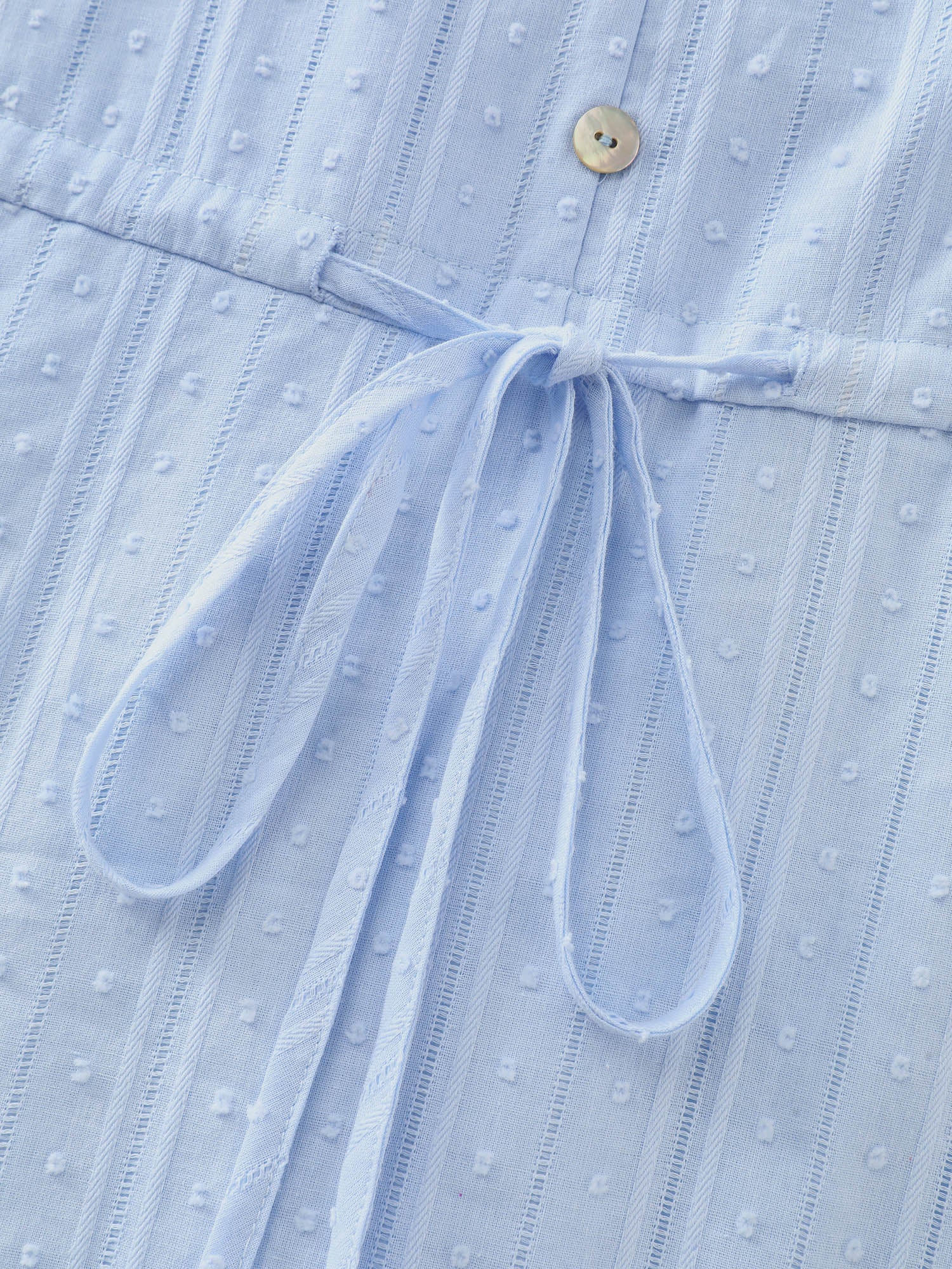 (20pcs Minimum Wholesale)Cotton Striped Waist-Drawstring Tiered Midi Dress