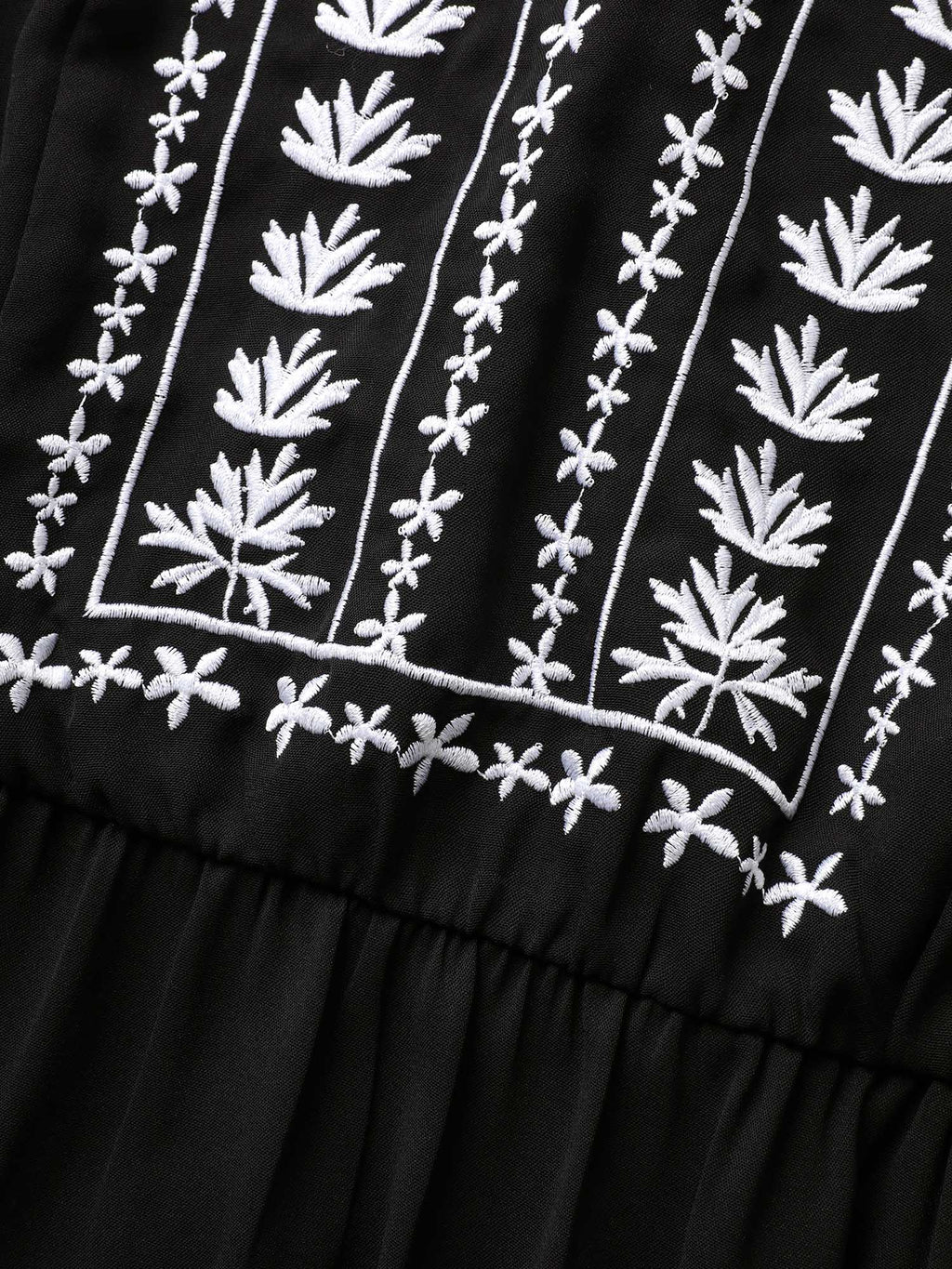 (20pcs Minimum Wholesale)Floral Embroidered V Neck Ruffle Cap Sleeve Dress