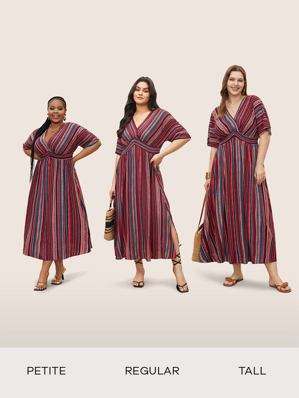 (25pcs Minimum Wholesale)Striped Contrast Dolman Sleeve Shirred Pocket Split Flutter Dress