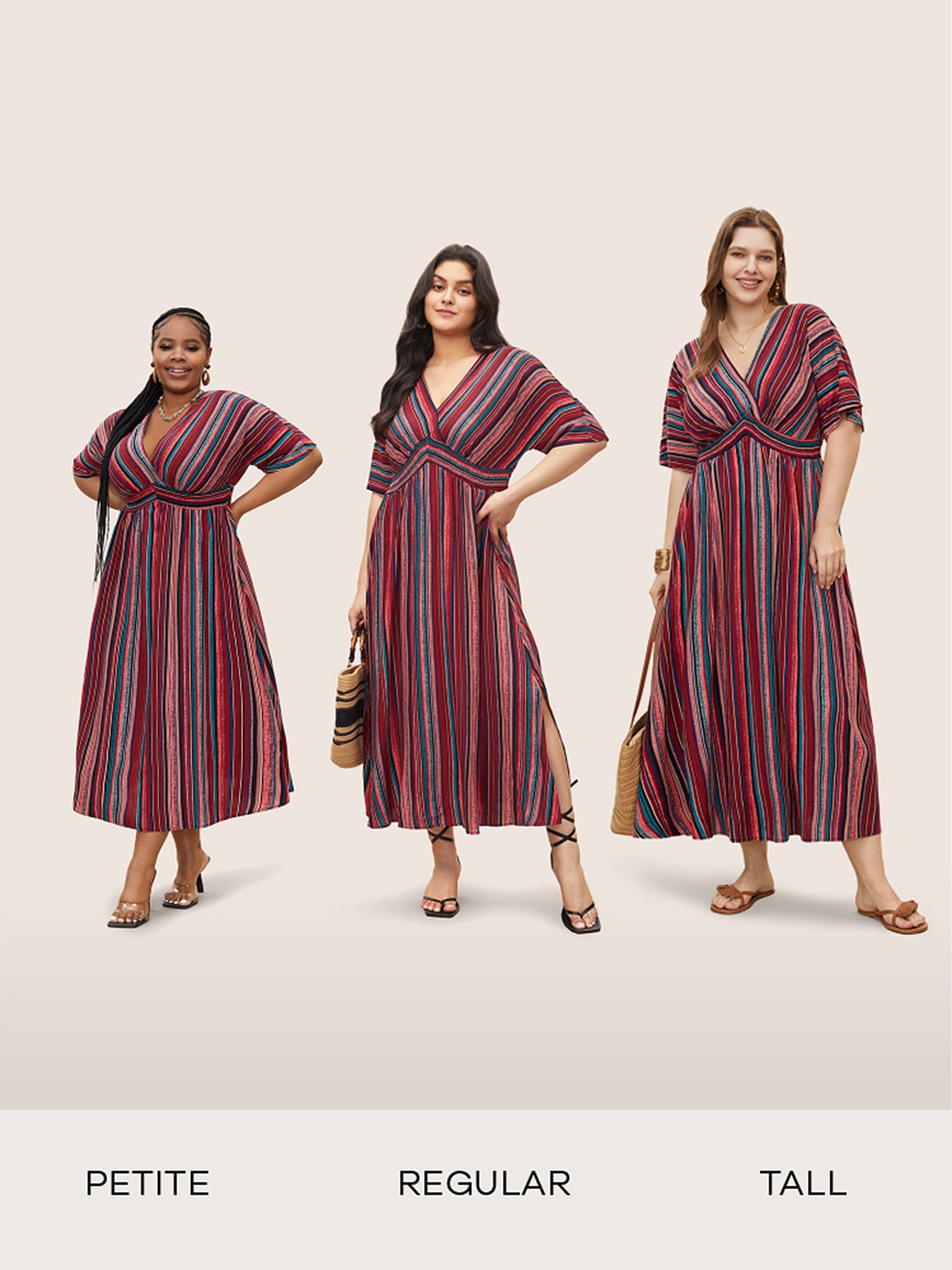 (25pcs Minimum Wholesale)Striped Contrast Dolman Sleeve Shirred Pocket Split Flutter Dress