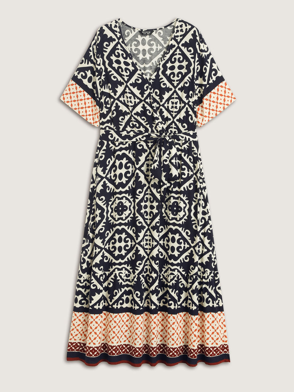 (20pcs Minimum Wholesale)Boho Print Side Tie Maxi Dress