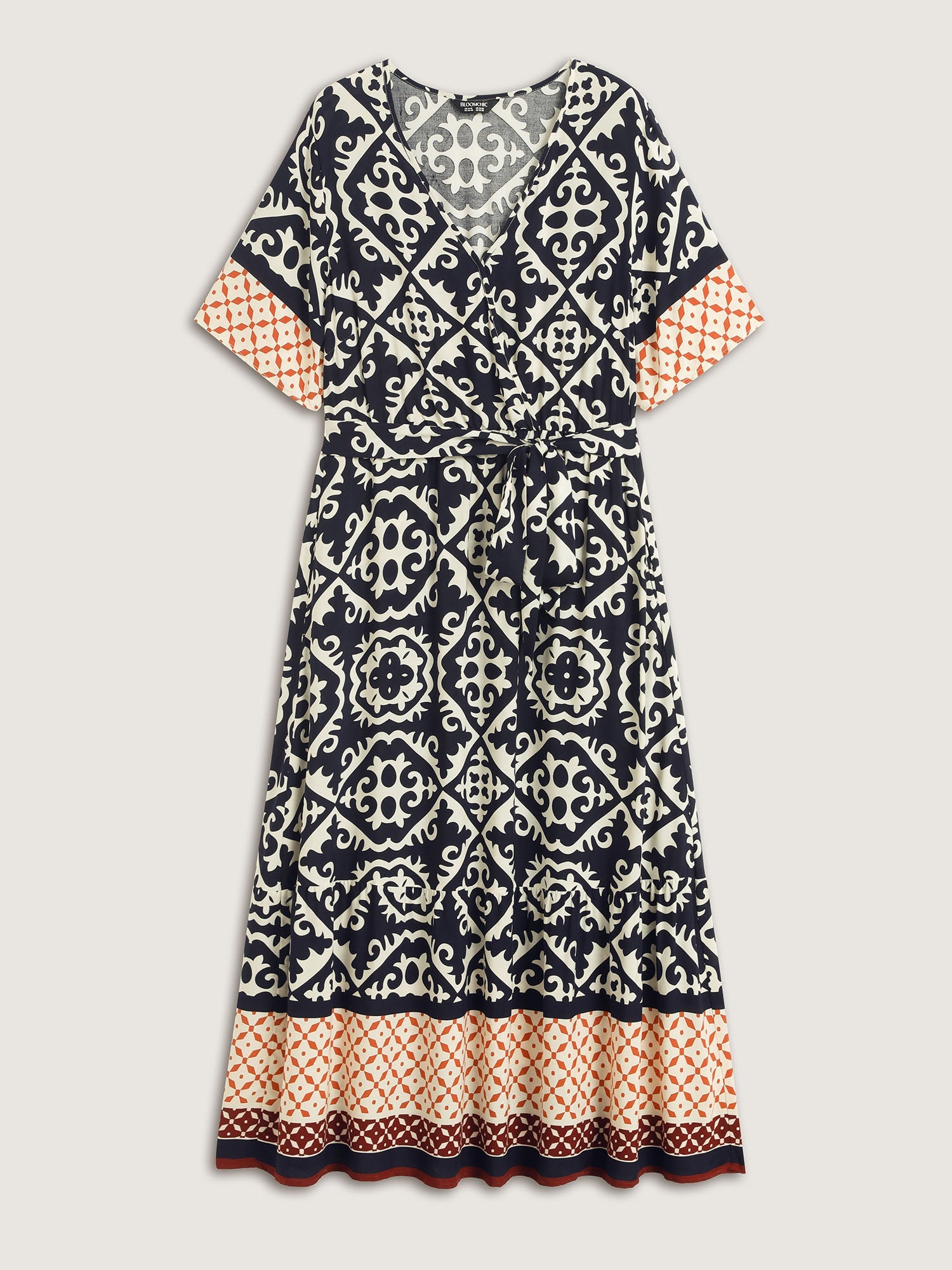 (20pcs Minimum Wholesale)Boho Print Side Tie Maxi Dress