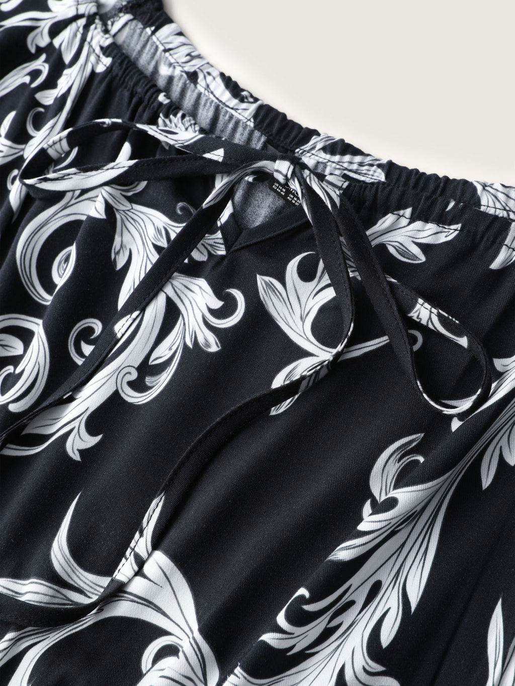 (16pcs Minimum Wholesale)Scroll Pattern Adjustable Drawstring Pockets Midi Dress
