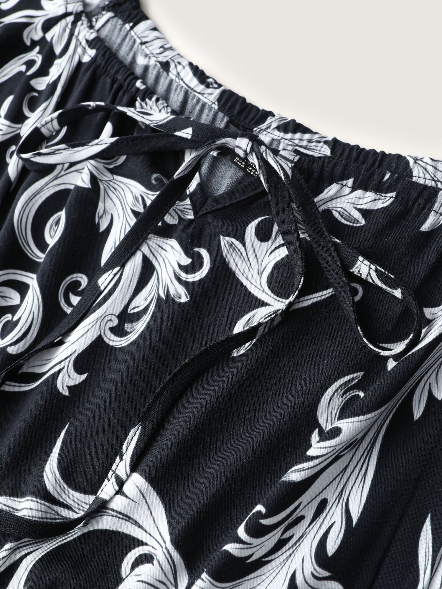 (16pcs Minimum Wholesale)Scroll Pattern Adjustable Drawstring Pockets Midi Dress