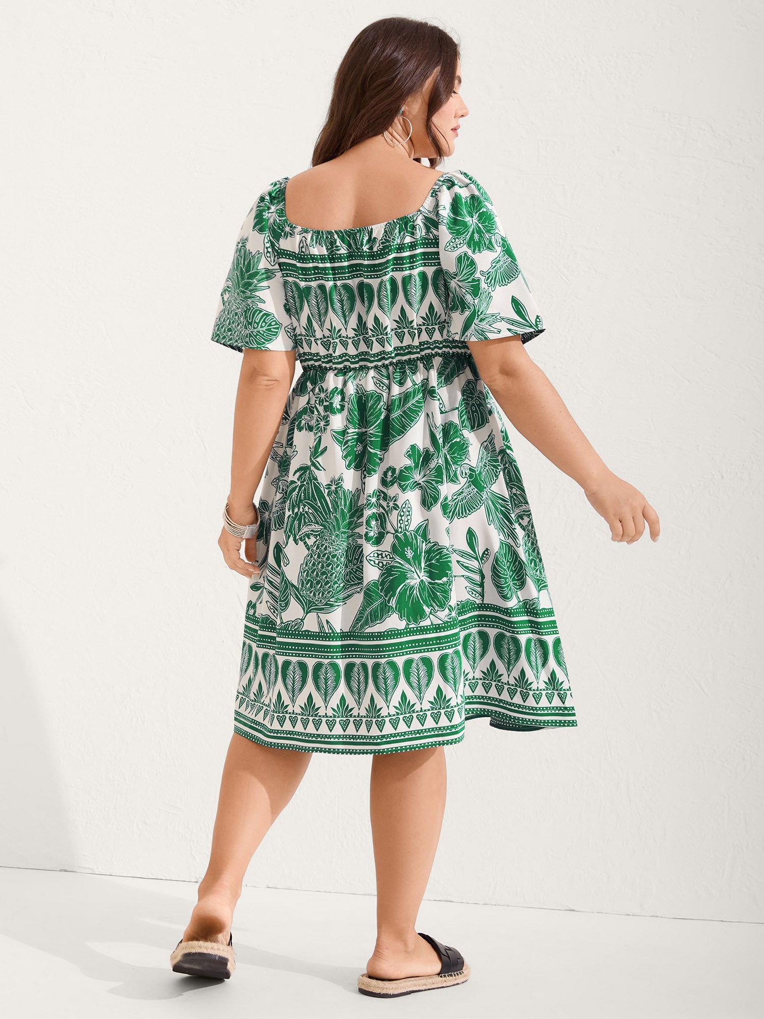 (16pcs Minimum Wholesale)Boho Print Fit Flare Pockets Mini Dress