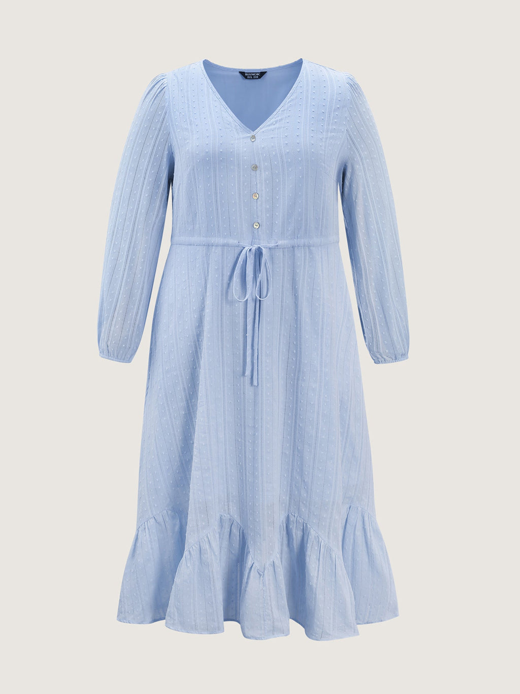 (20pcs Minimum Wholesale)Cotton Striped Waist-Drawstring Tiered Midi Dress