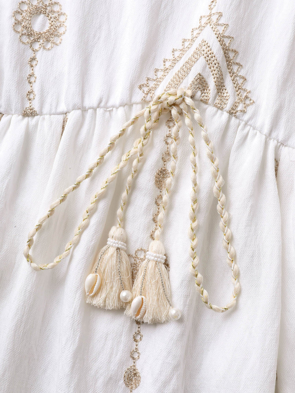 (20pcs Minimum Wholesale)Boho Embroidered Waist Tie Mini Dress