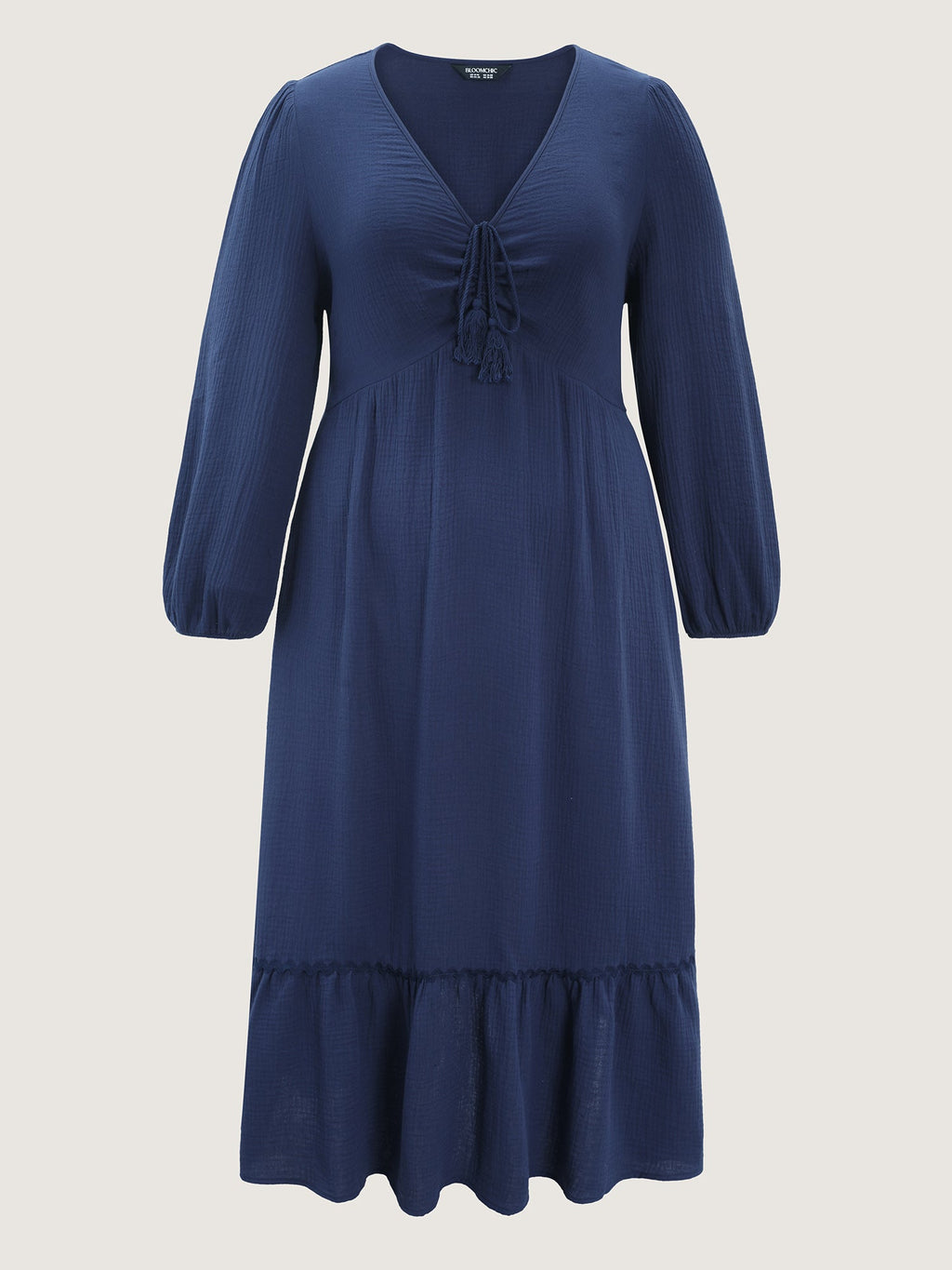 (20pcs Minimum Wholesale)Cotton Ruched Drawstring Neckline Tiered Midi Dress