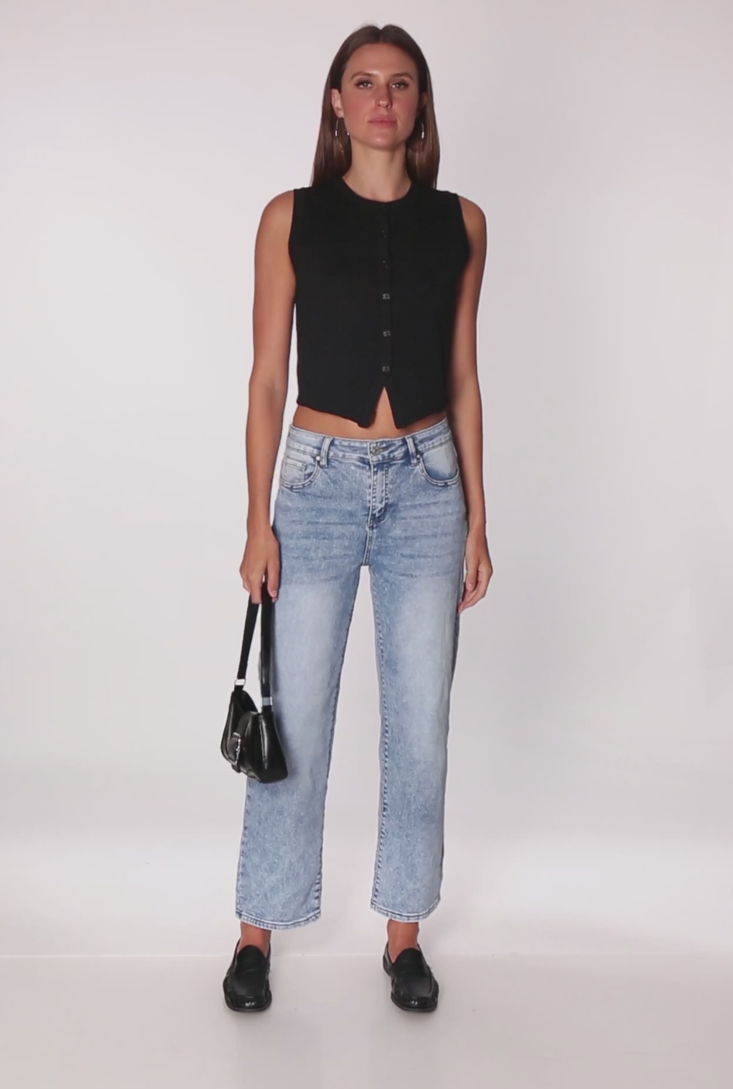 WAX Ripped Rolled Cuff Skinny Jeans