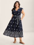 (28pcs Minimum Wholesale)Rayon Stretchy Waist Pockets Flutter Maxi Dress