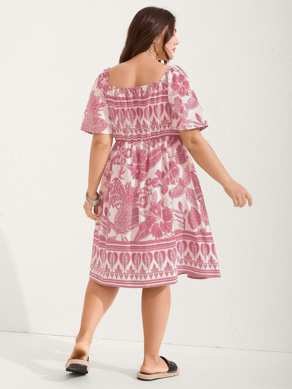 (16pcs Minimum Wholesale)Boho Print Fit Flare Pockets Mini Dress