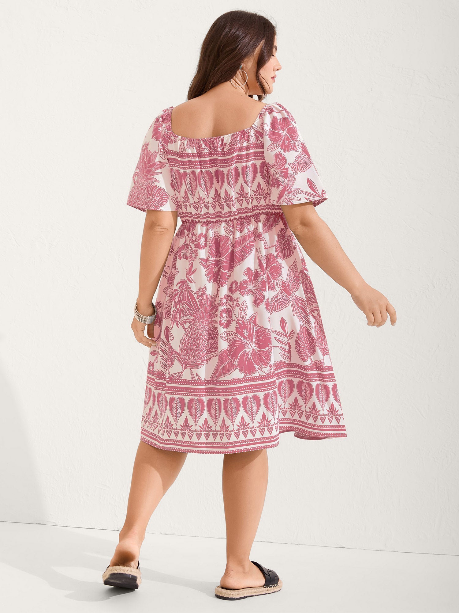 (16pcs Minimum Wholesale)Boho Print Fit Flare Pockets Mini Dress