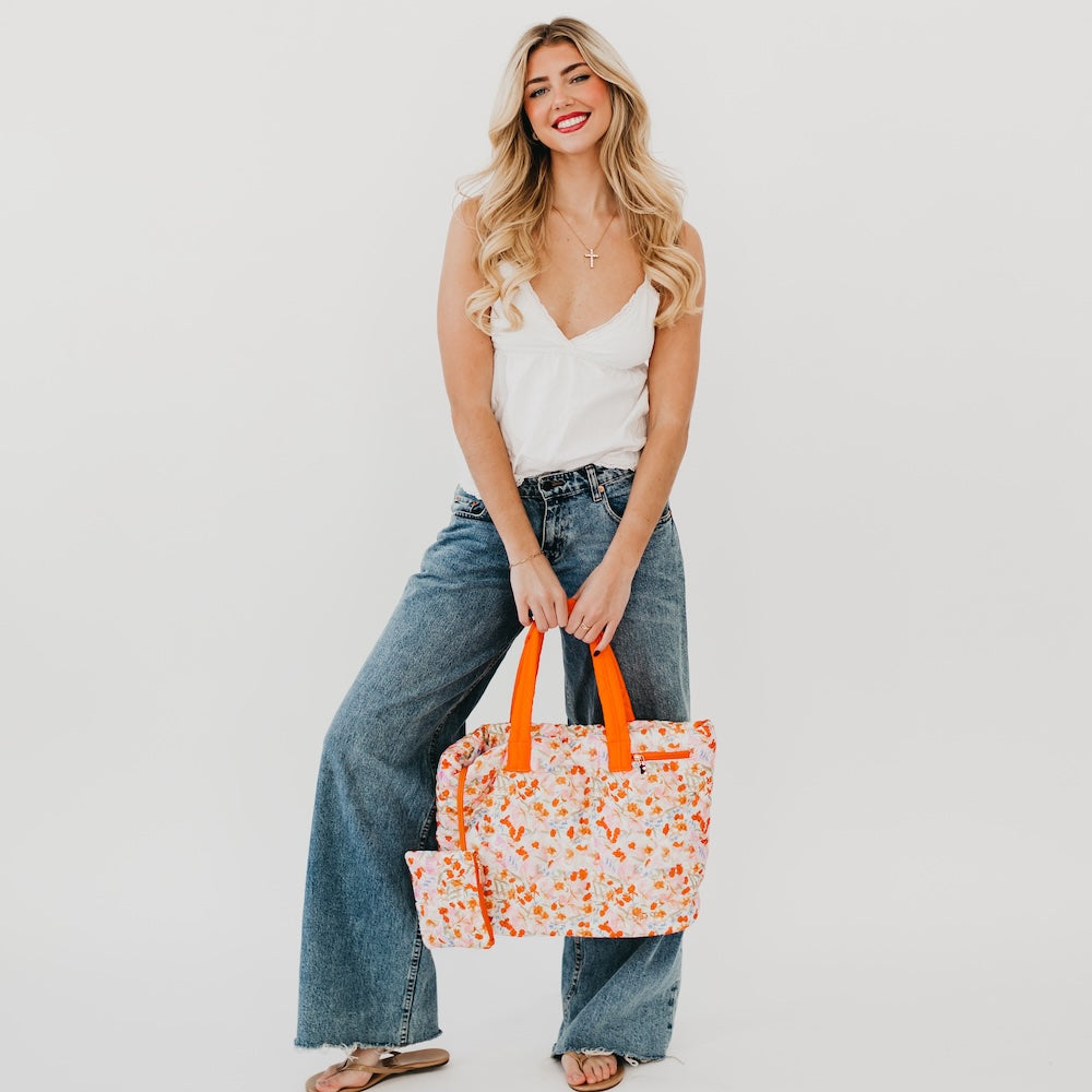 Presley Puffer Quilted Tote Bag With Pouch